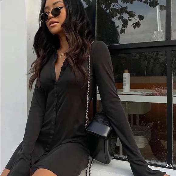 Ren Button Down Black Dress - Picture 4 of 5